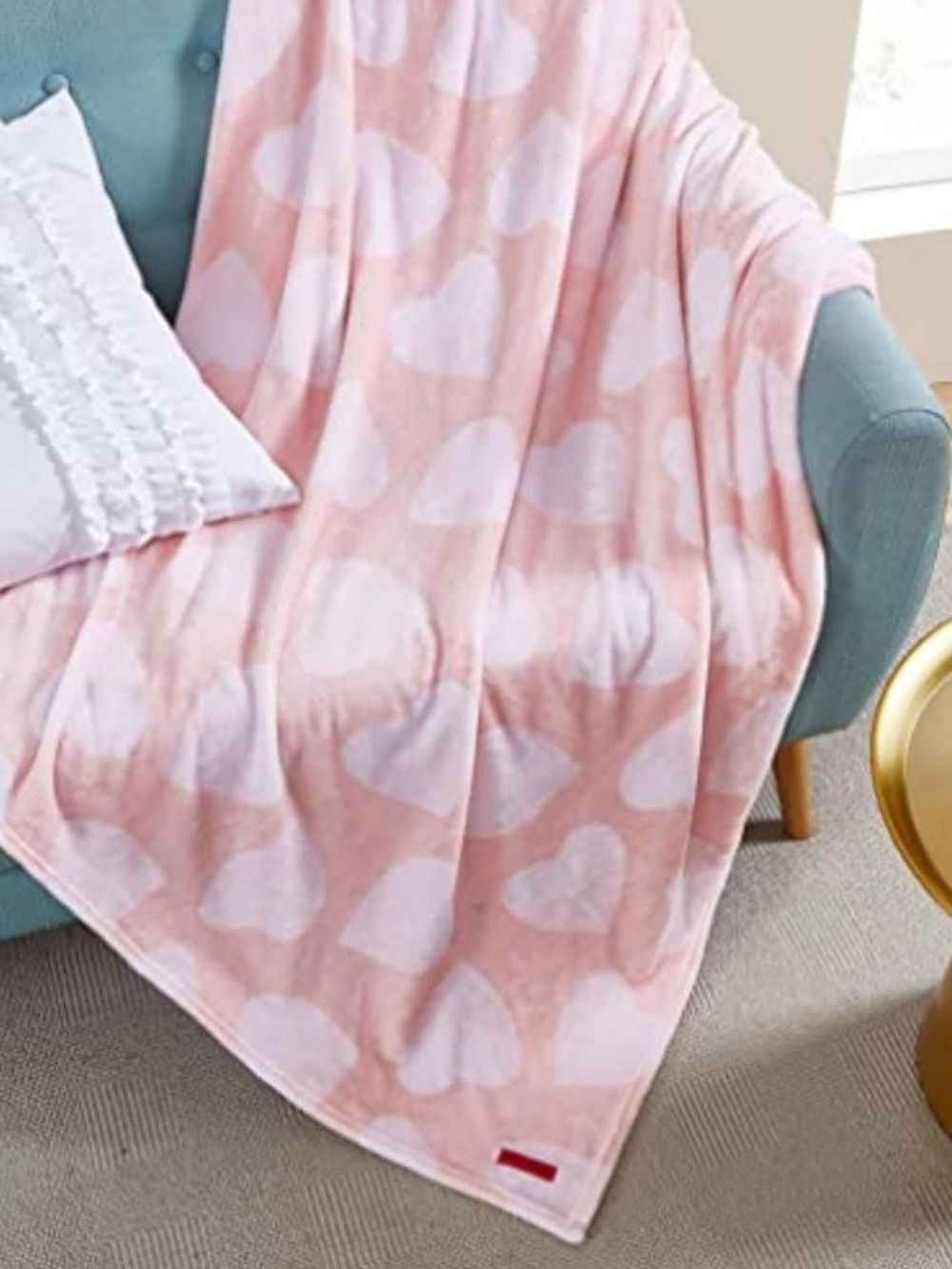 Betsey Johnson Dotted Heart plush throw blanket